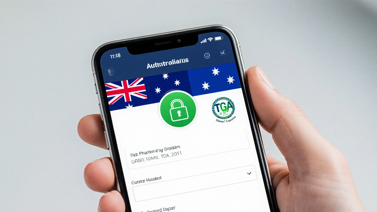 Smartphone showing secure checkout with TGA badge and padlock icon.