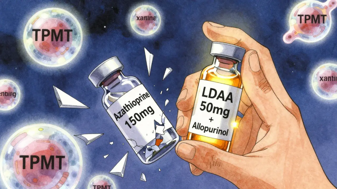 A hand holding two vials—one broken, one glowing—with floating enzyme molecules in delicate Amano detail.