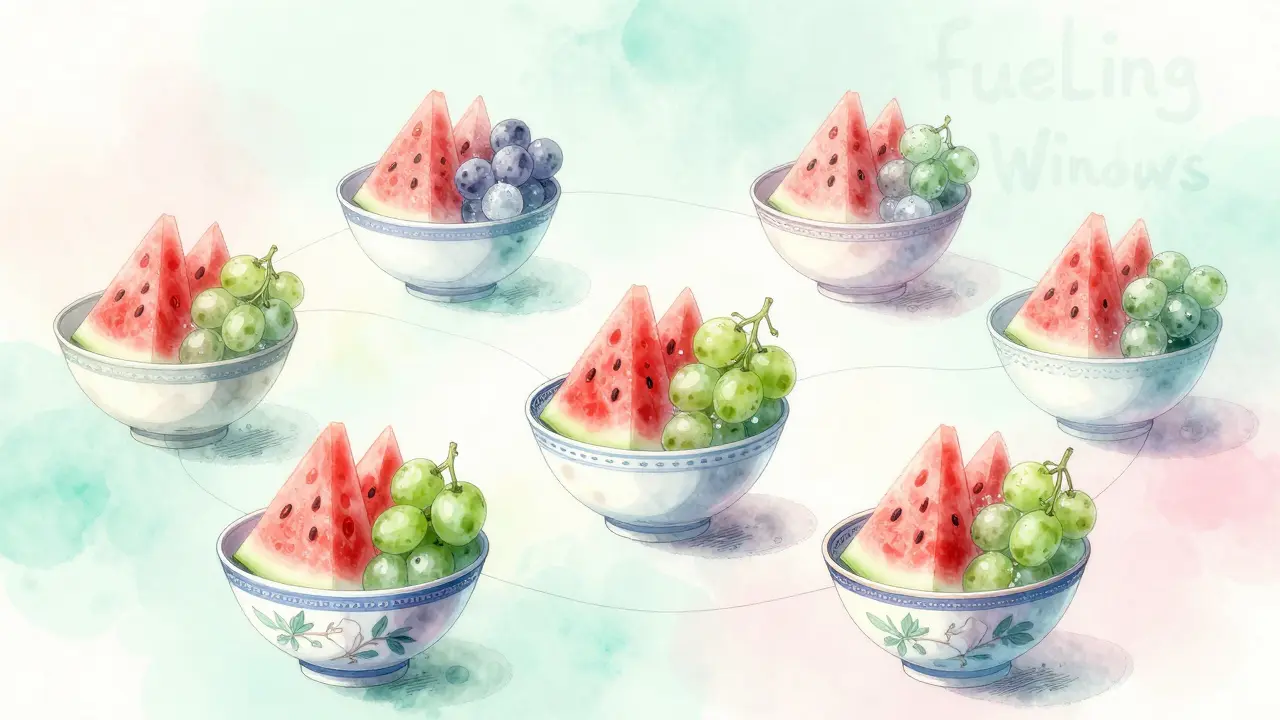 Elegant depiction of small, chilled fruit portions floating in a soft pastel void.